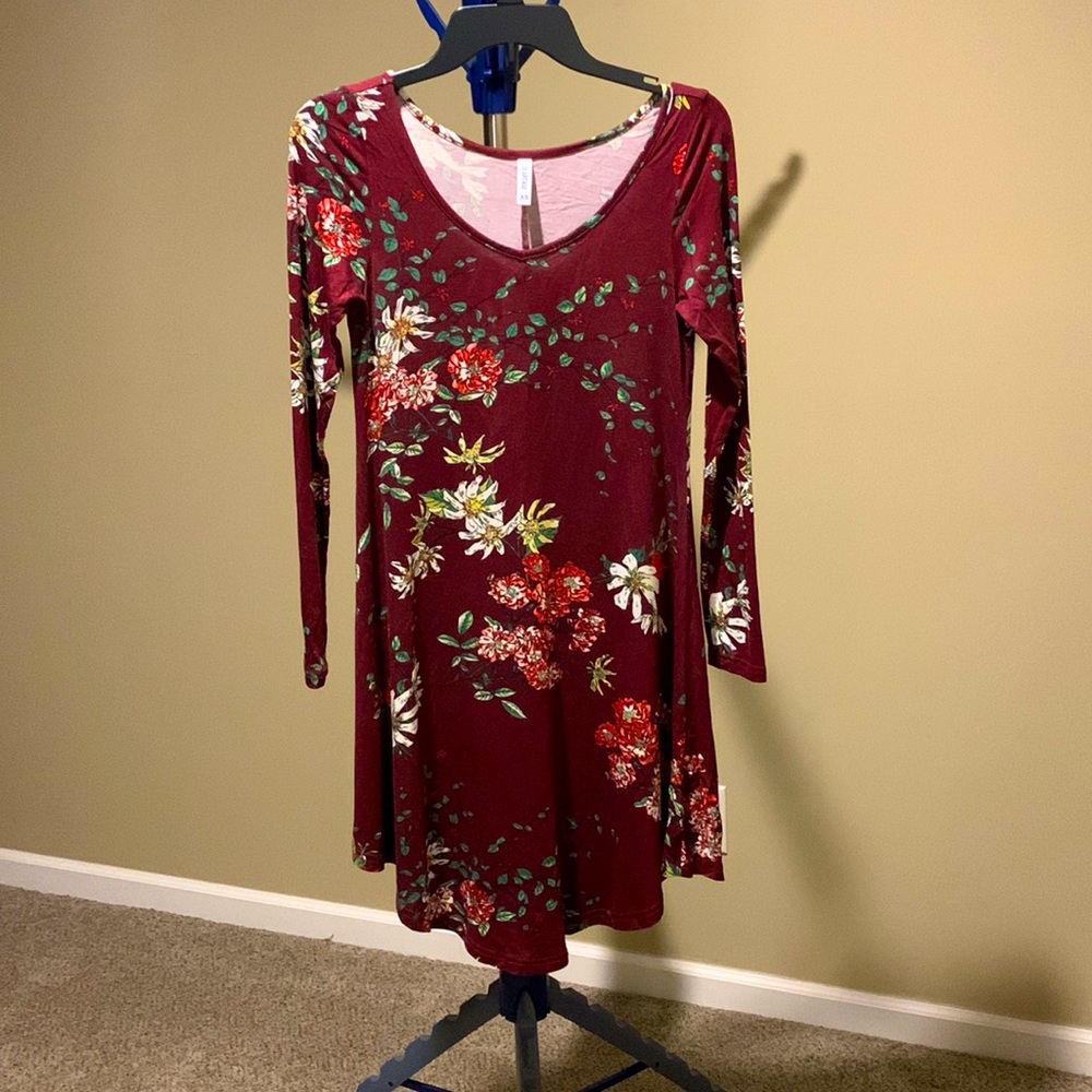 Dearcase Floral Burgundy Dress